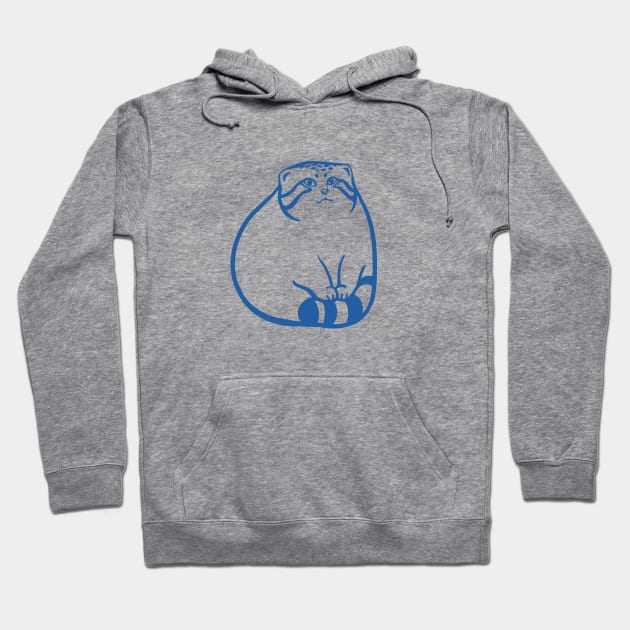 Pallas's cat paws on tail.Stylized art of a cute chonker in blue ink Hoodie by croquis design